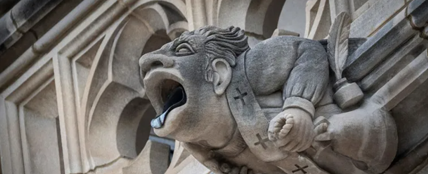 A French gargoyle showing his disgust.