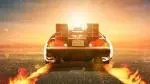 A Delorian driving at approximately 87mph